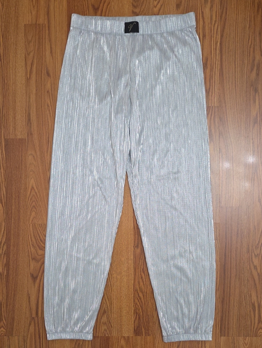 Victoria's Secret Blue Foil Shine Pleated Plissé Lounge Jogger Pants/ Medium